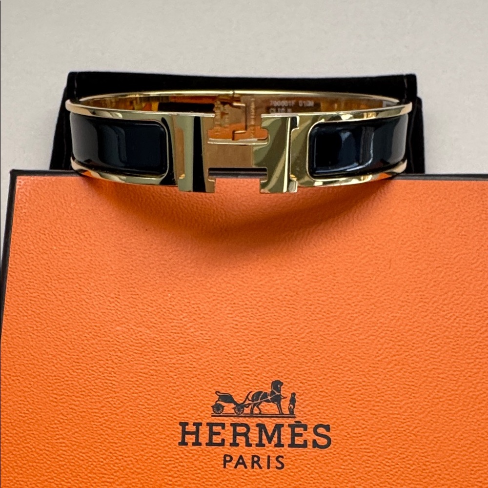 Hermes Black and Gold H clic bracelet
